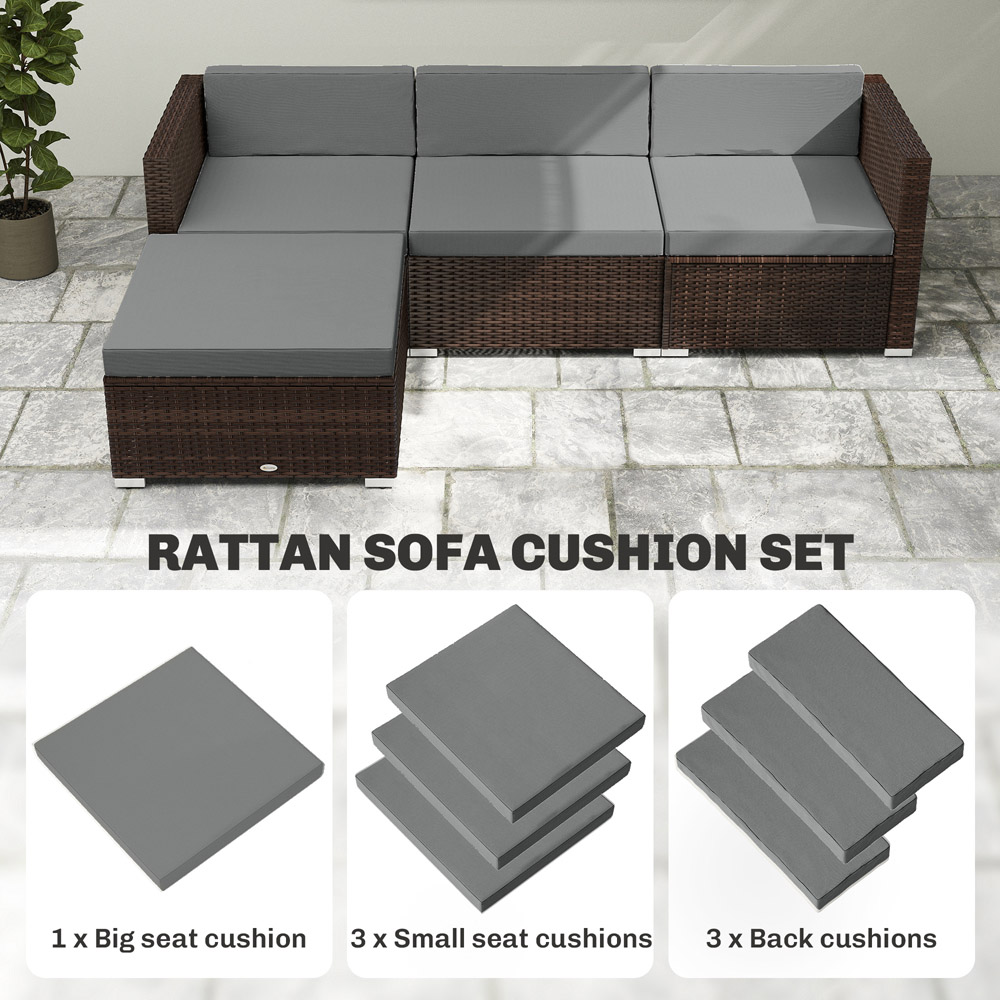 Outsunny 7 Piece Dark Grey Water-Repellent Patio Furniture Cushion Set Image 7