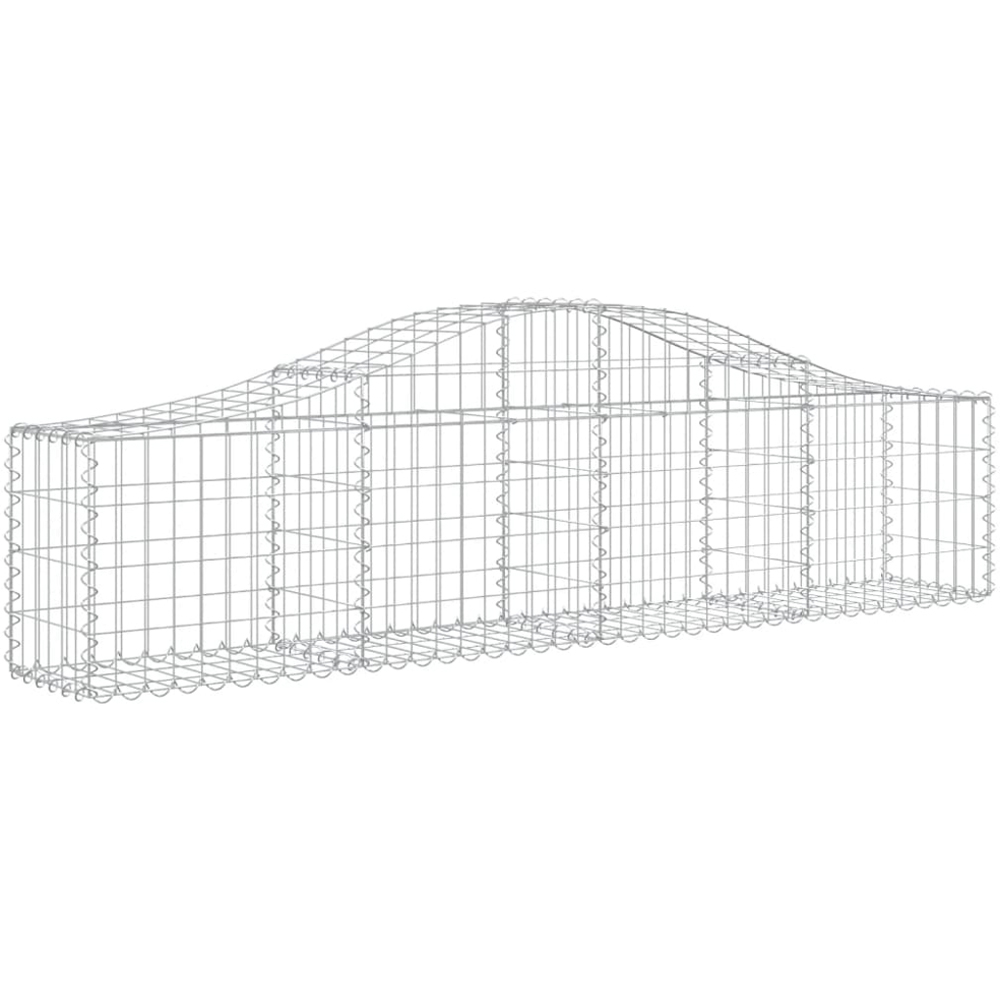vidaXL Silver Galvanised Iron Arched Gabion Basket 200 x 30 x 40/60cm 2 Pack Image 1