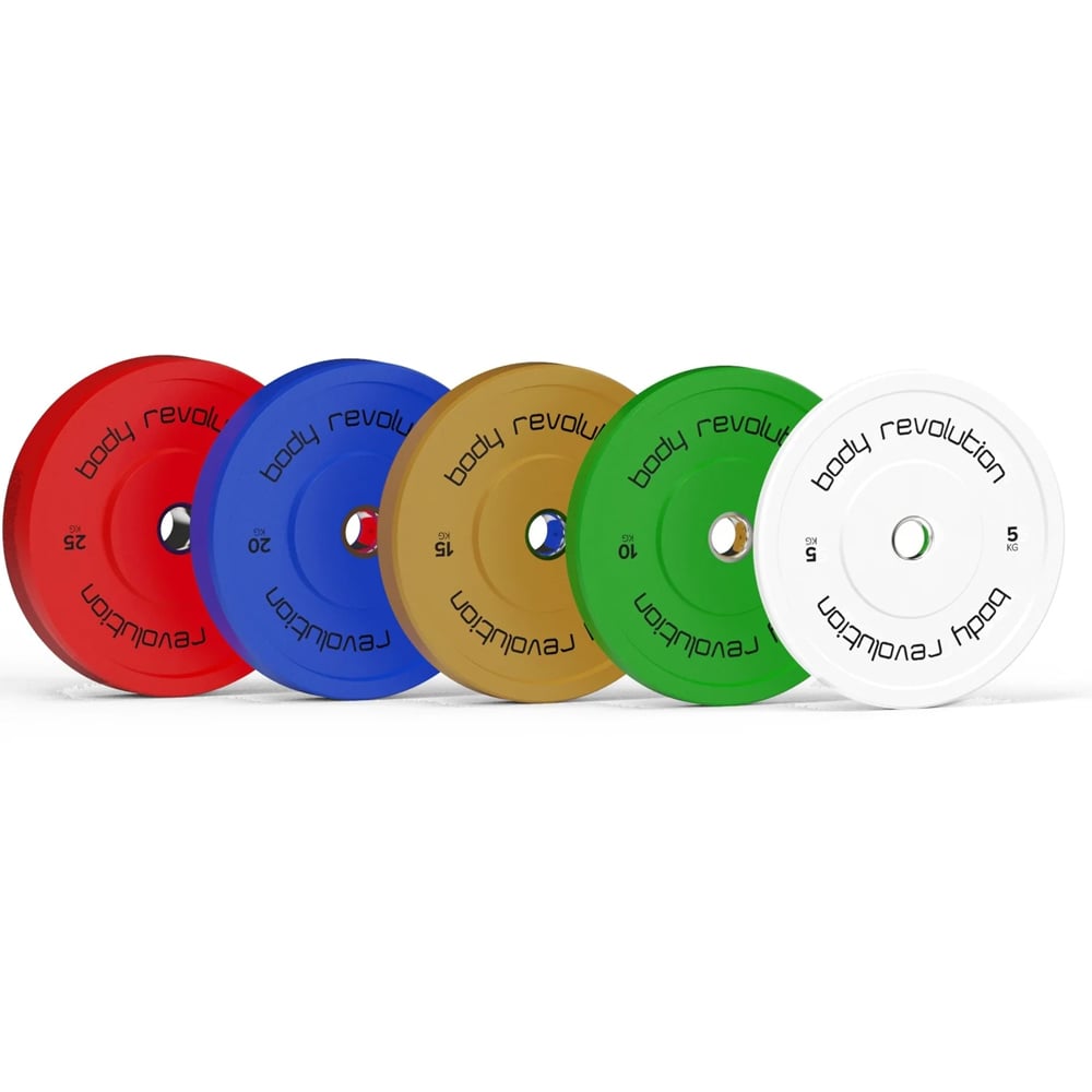 Body Revolution Olympic Multicolour Bumper Plate Set 100kg 8 Pack Image 2
