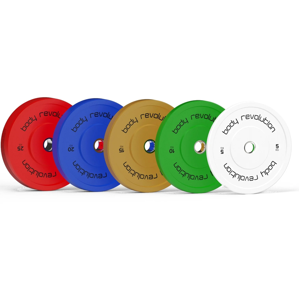 Body Revolution Olympic Multicolour Bumper Plate Set 60kg 6 Pack Image 2