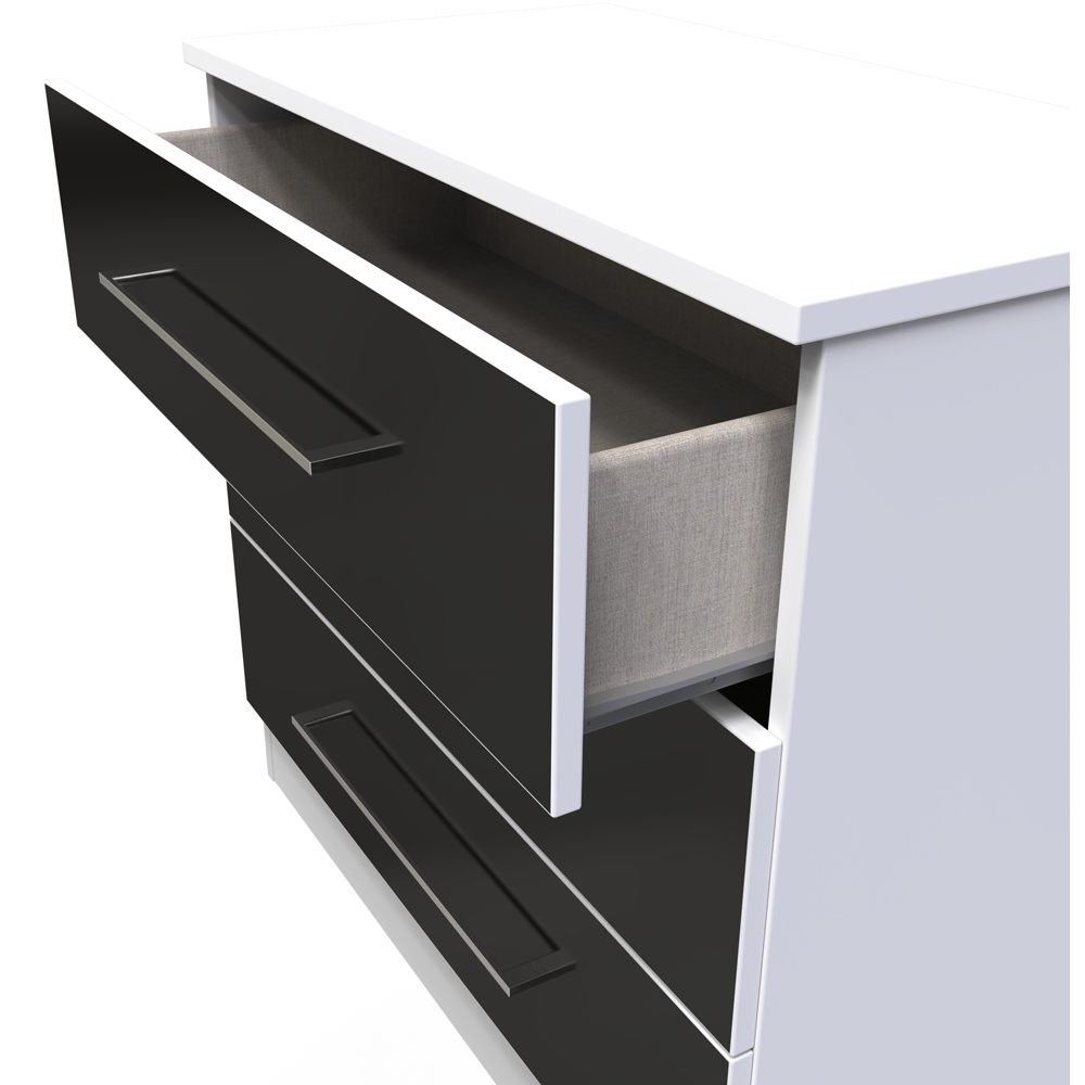 Crowndale Worcester 3 Drawer Matt Black and White Chest of Drawers Ready Assembled Image 5