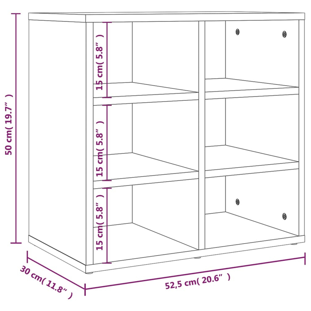 vidaXL 6 Open Shelf Black Shoe Storage Cabinet Image 9