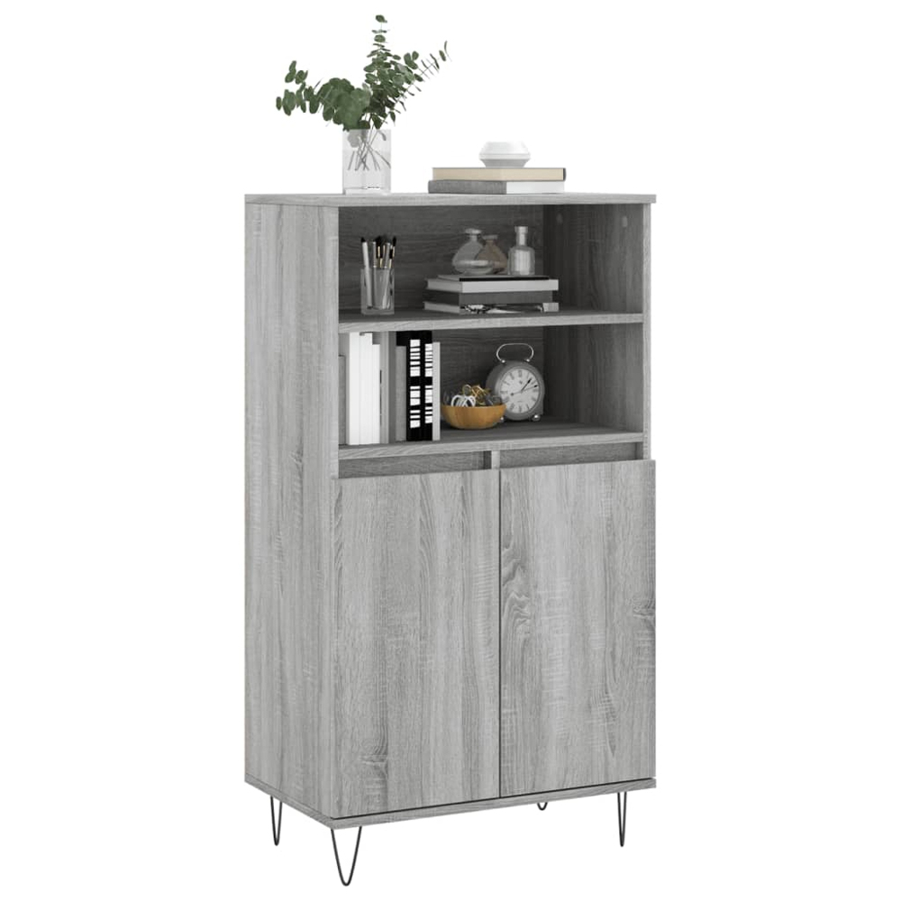 vidaXL 2 Door 2 Shelf Grey Sonoma Highboard Image 3