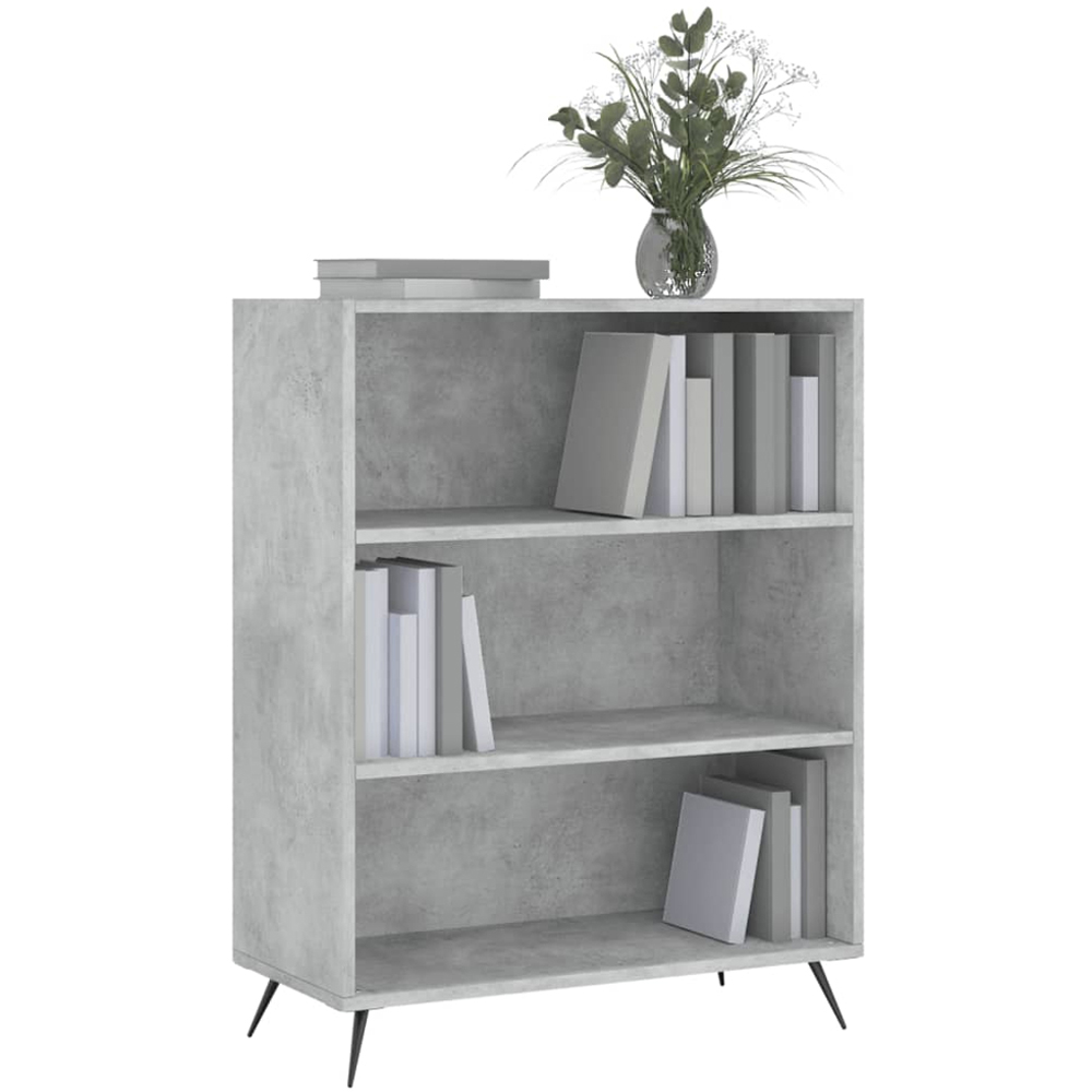 vidaXL 3 Shelf Concrete Grey Bookcase Image 3
