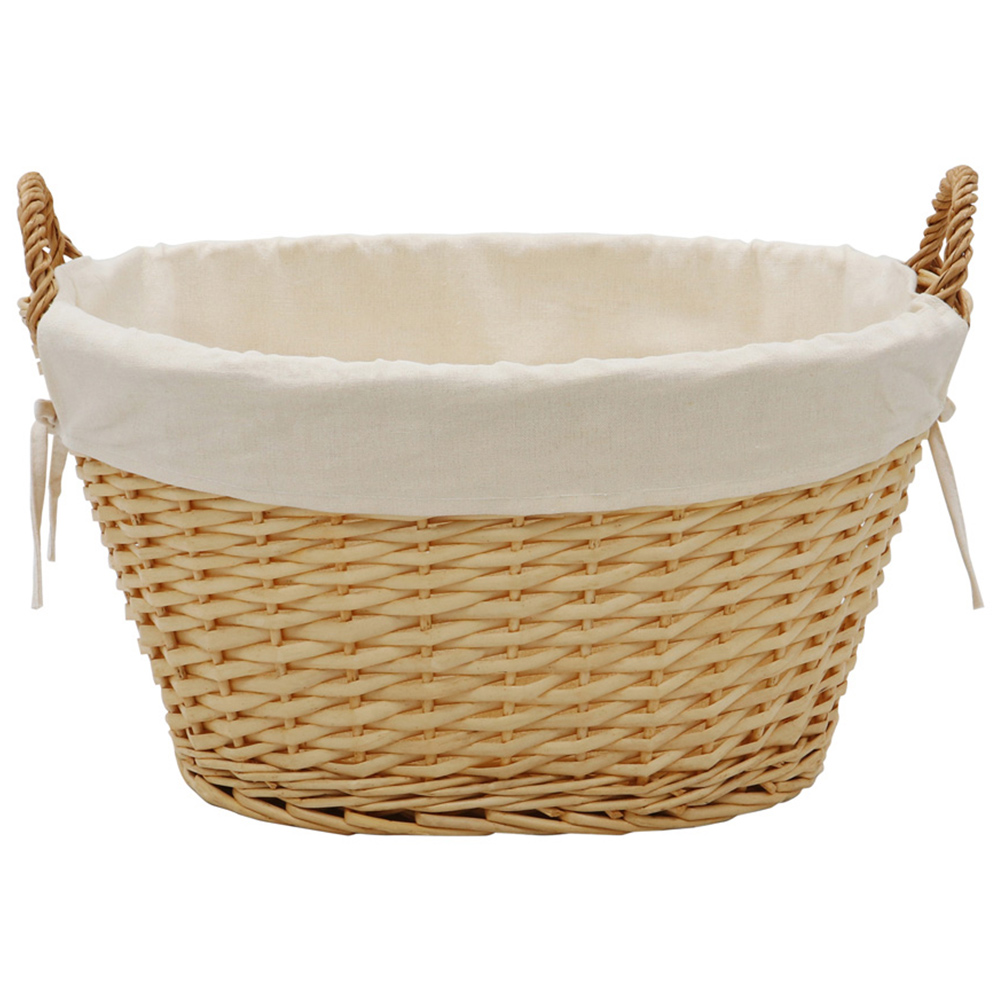 JVL  Acacia Honey Oval Willow Storage Basket with Lining 77L Image 3