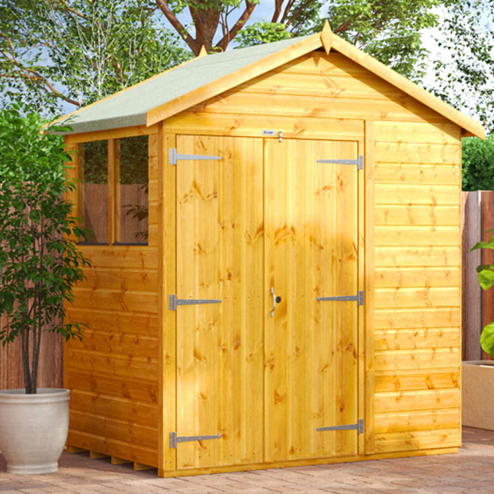Power Sheds 4 x 6ft Double Door Apex Wooden Shed with Window Image 2