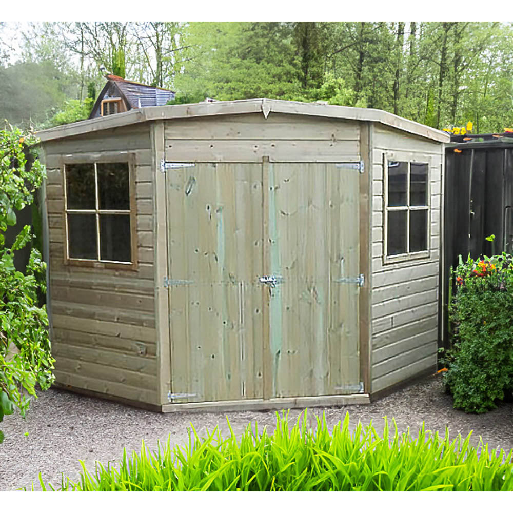 Shire 8 x 8ft Double Door Pressure Treated Corner Shed Image 5