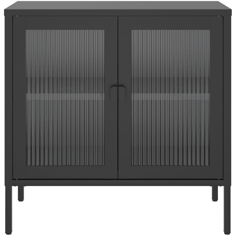 vidaXL 2 Glass Door 2 Shelf Black Wooden Sideboard Image 5