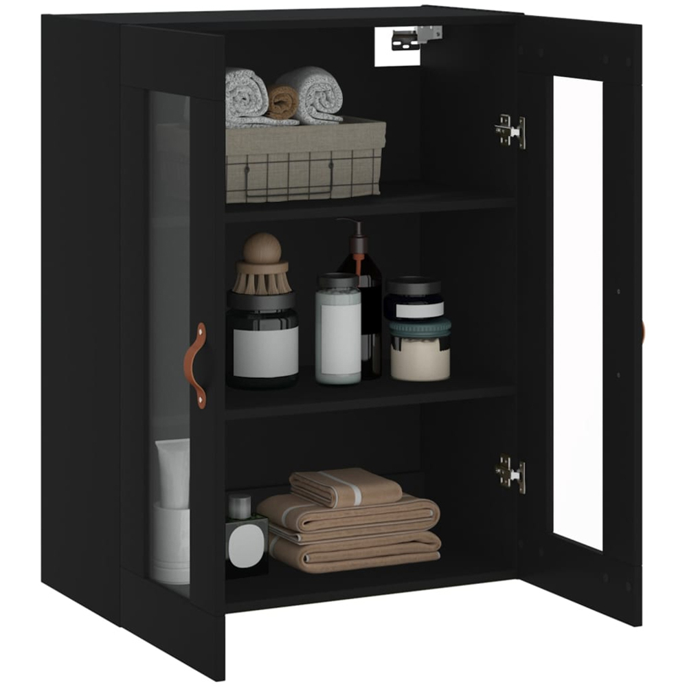 vidaXL 2 Glass Door Black Wall Mounted Cabinet Image 5