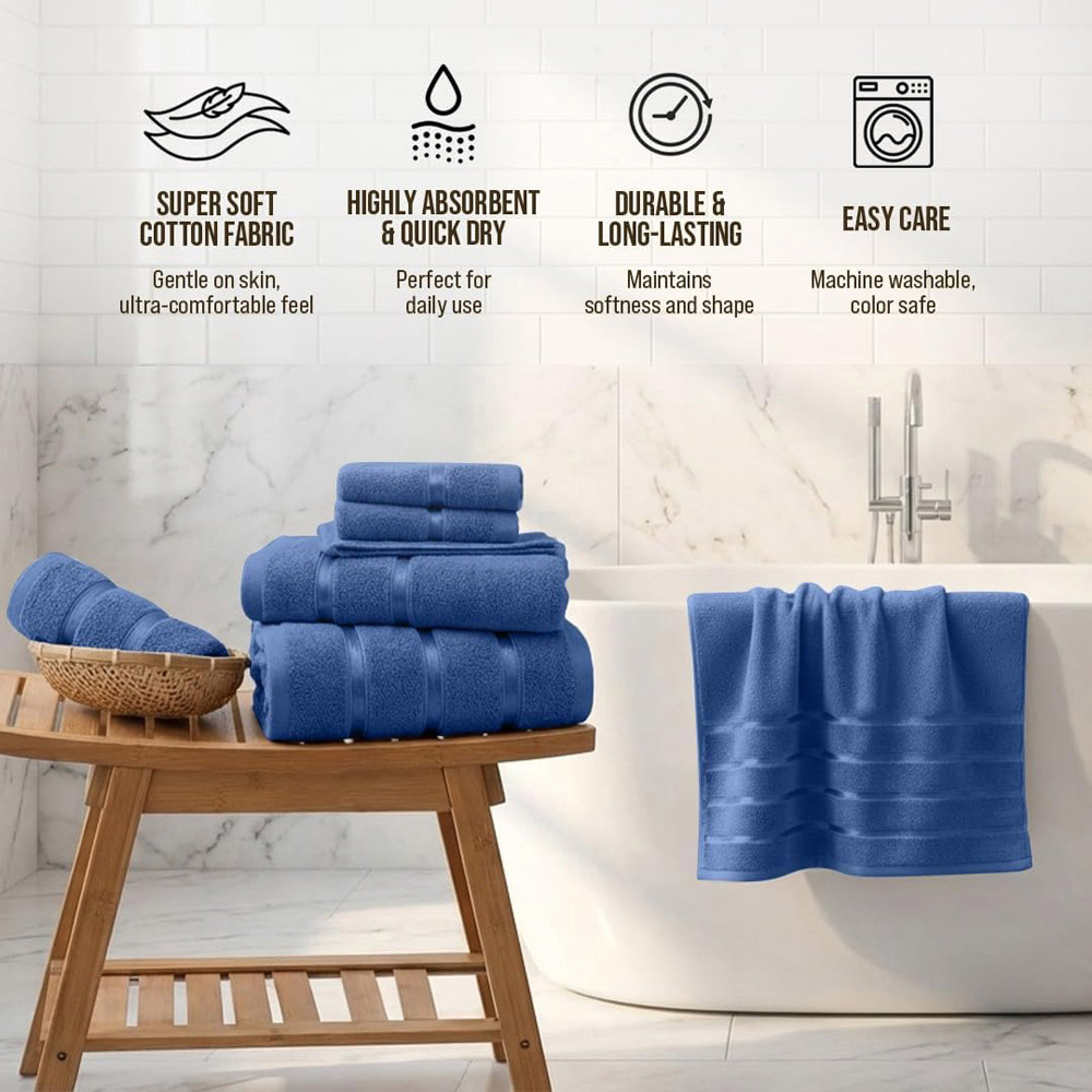 Smart Living Boston 8 Piece Royal Blue and Navy Towel Bale Set Image 5