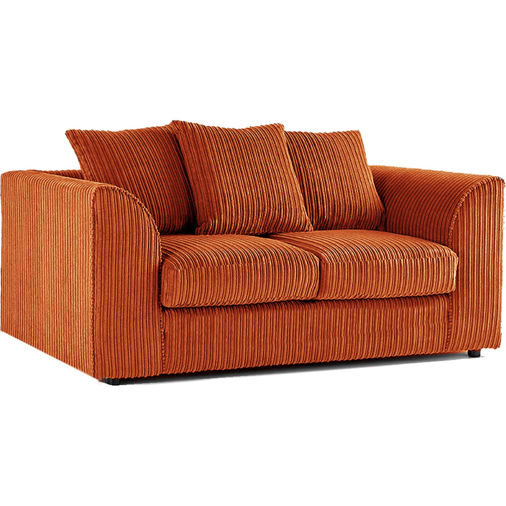 Luxor 4 Seater Orange Jumbo Cord Scatter Back Sofa Suite Image 3