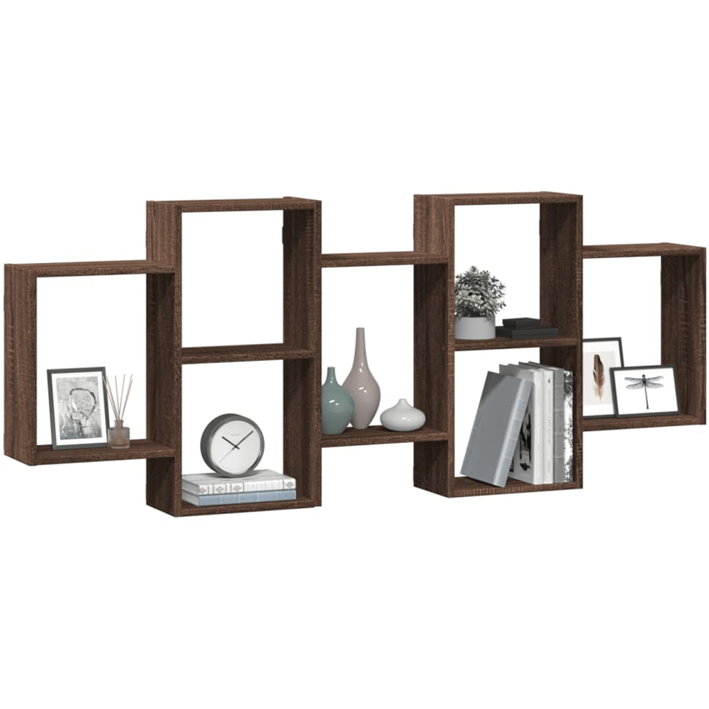 vidaXL 159 x 18 x 65cm Brown Oak Wall Shelf Image 2