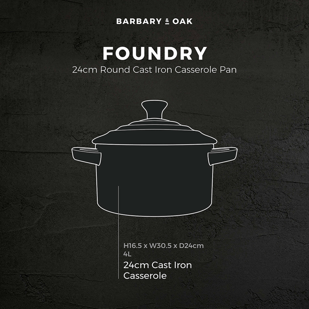 Barbary and Oak 24cm Red Cast Iron Round Casserole Image 8