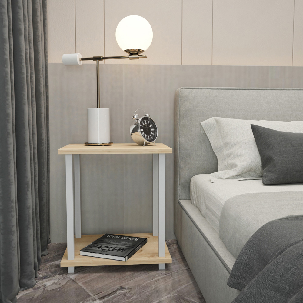 Decorotika Gurnee White and Oak Side Table Image 7