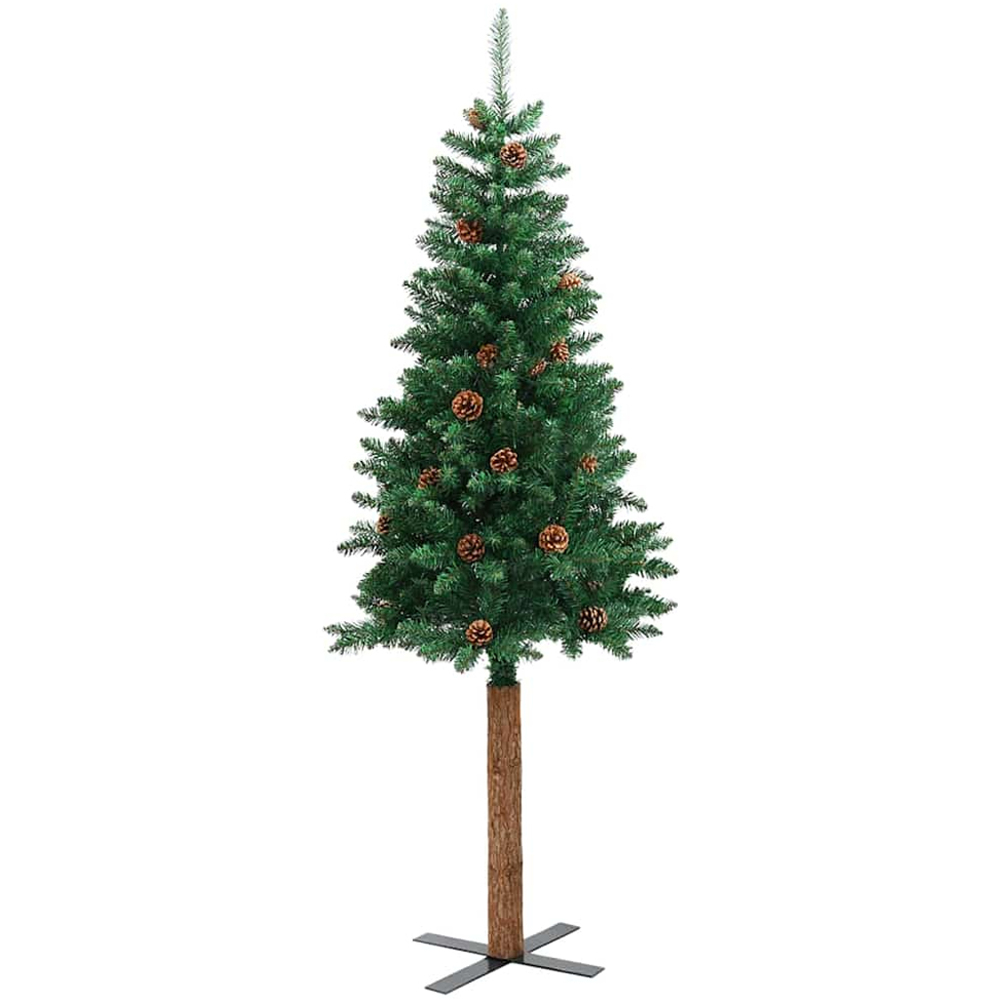 vidaXL Green Artificial Christmas Tree with Pinecones LEDs Blue Decoration Ornaments 6ft Image 5