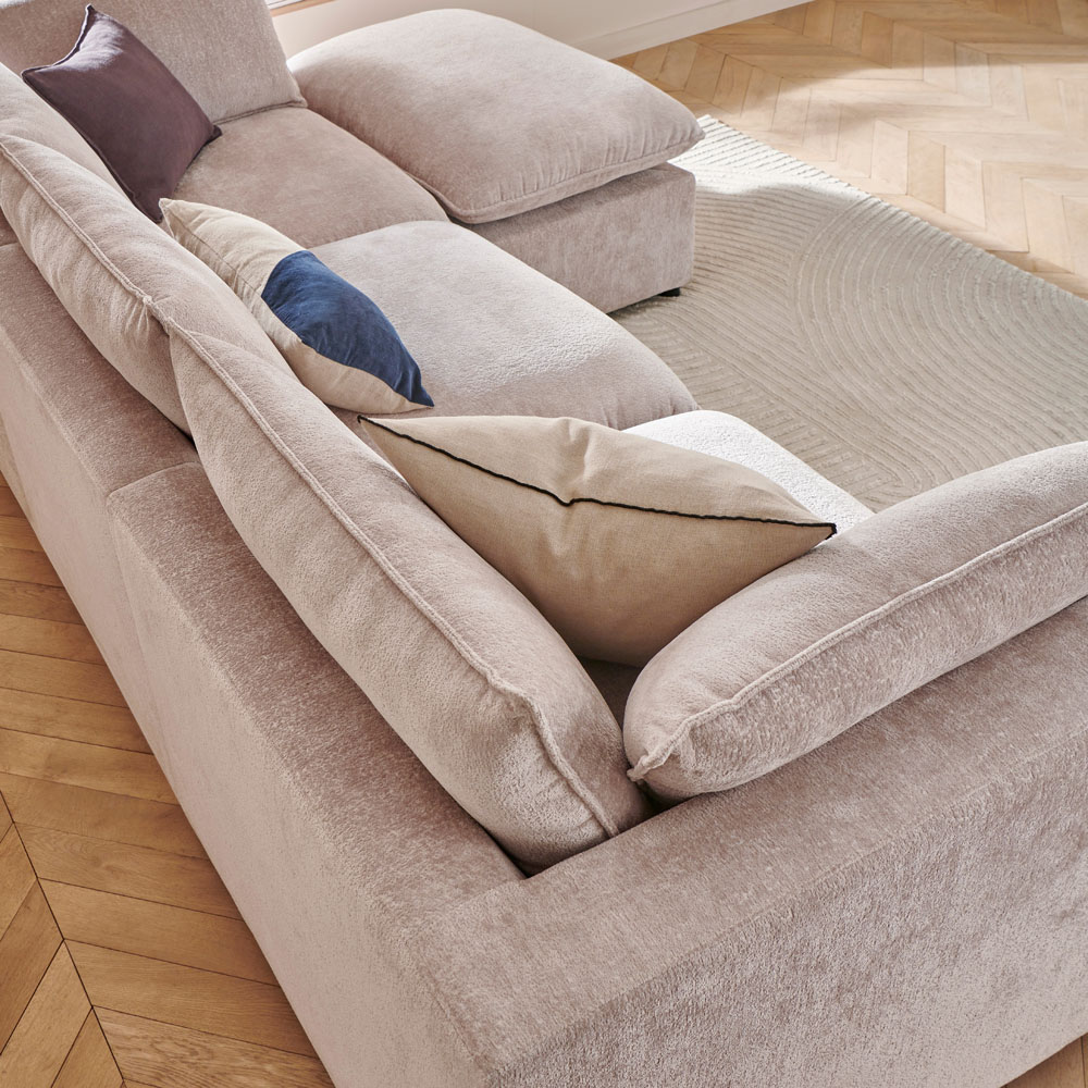 Juliet 4 Seater Symphony Pearl Chenille Fabric Corner Modular Chaise Sofa Image 3