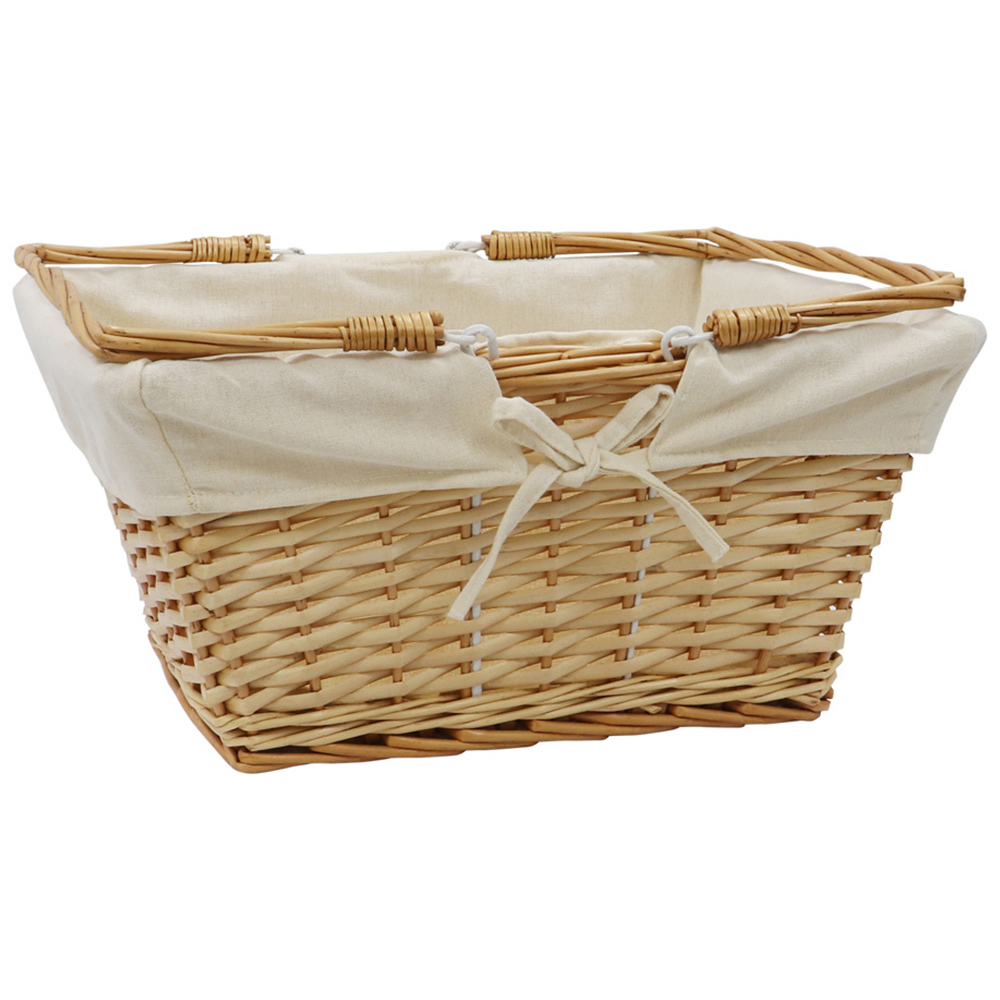 JVL  Acacia Honey Rectangular Willow Shopping Basket with Handles 20L Image 3