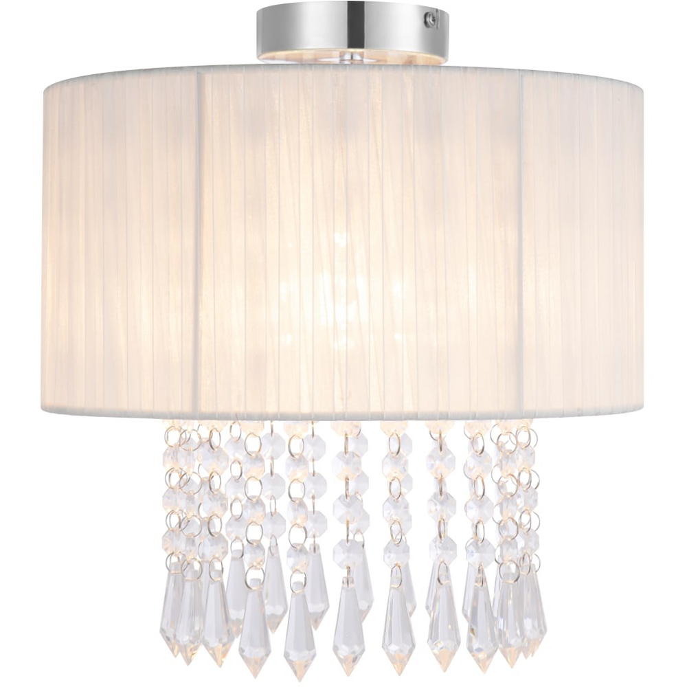 Cosylyte Winni Modern Beaded Voile Cream Shade Chrome Ceiling Light Image 3