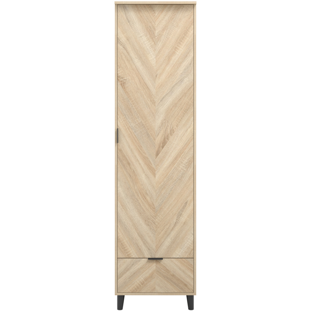 Stockholm Chevron Single Door Single Drawer Sonoma Oak Wardrobe Image 4