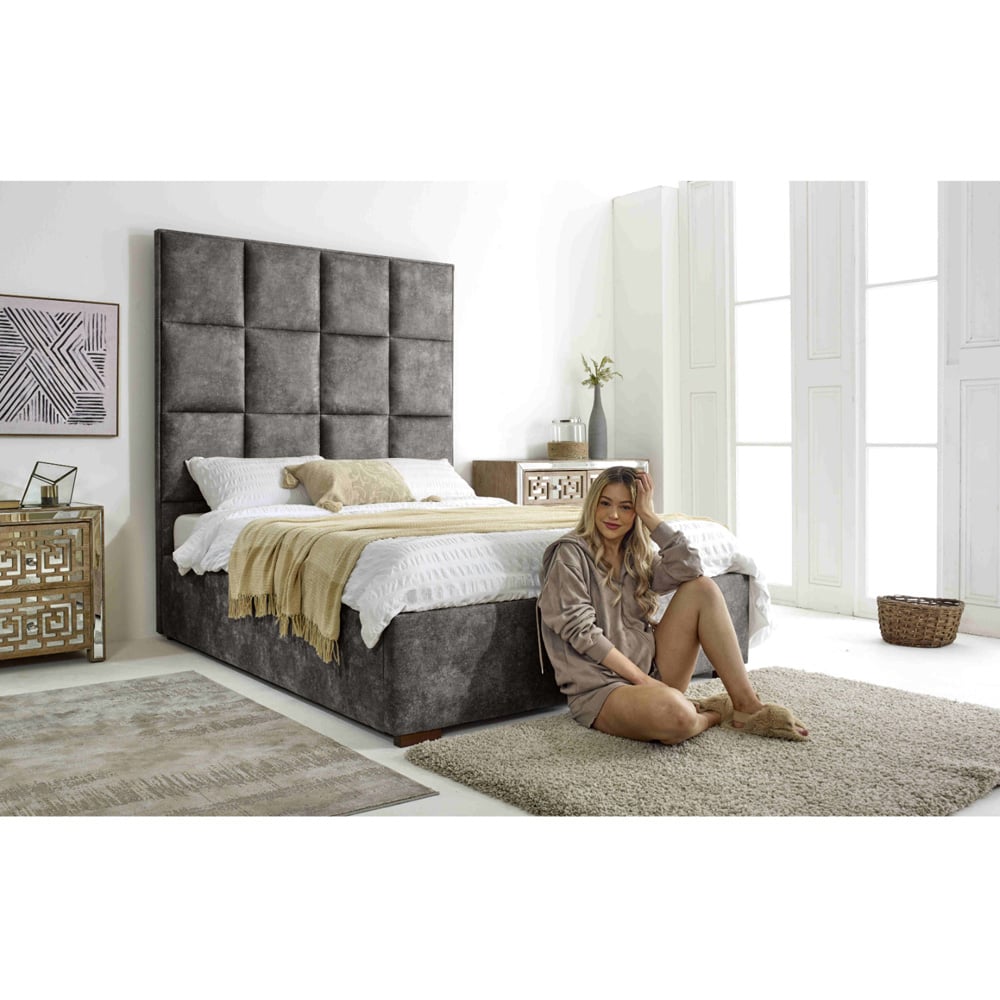 Eleganza Madelyn Super King Size Grey Oakland Fabric Bed Frame Image 5