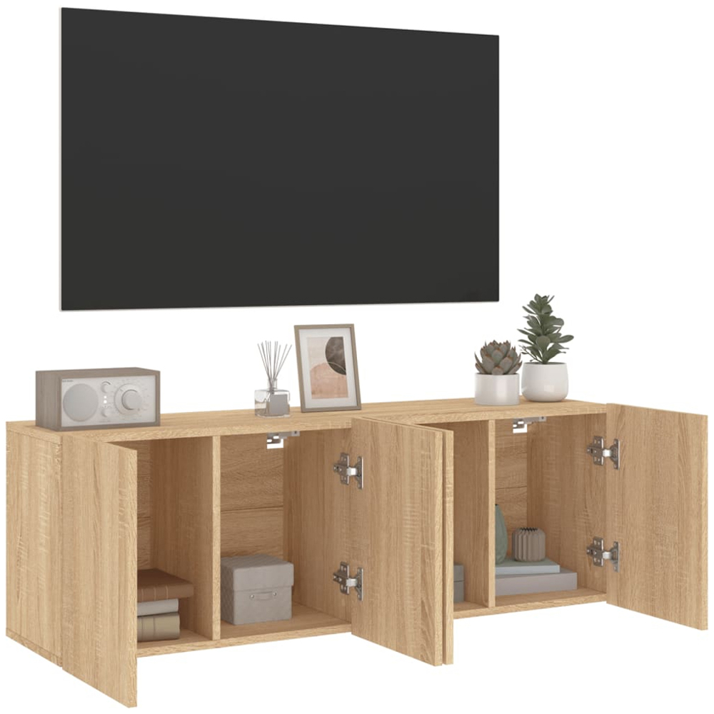 vidaXL 2 Door Sonoma Oak Wall Mounted TV Cabinet Set of 2 Image 5
