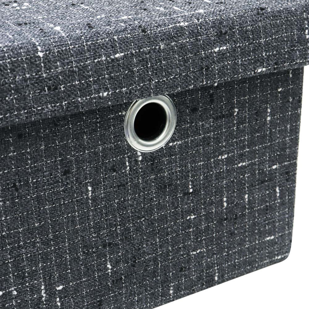 JVL Shadow Rectangular Fabric Storage Box with Lid 3 Piece Image 7
