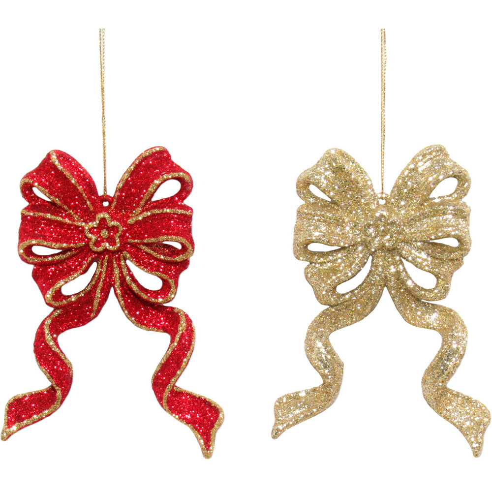 Single Glitter Loop Bow Hanging Ornament in Assorted styles Image