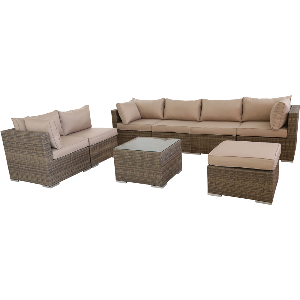 Furniture One 7 Seater Yellow Rattan Garden Sofa Set Image 2