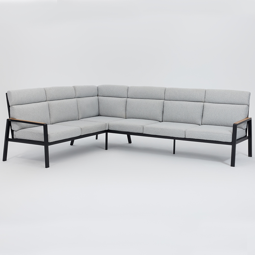 Home Detail Porto 6 Seater Black Corner Garden Sofa Set with Polywood Table Image 2