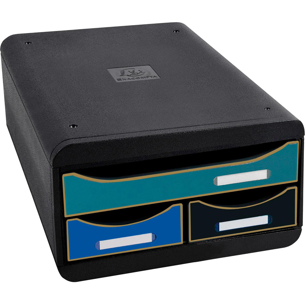 Exacompta NeoDeco 3 Drawer Multicolour Stackable Small Storage Box Image 3