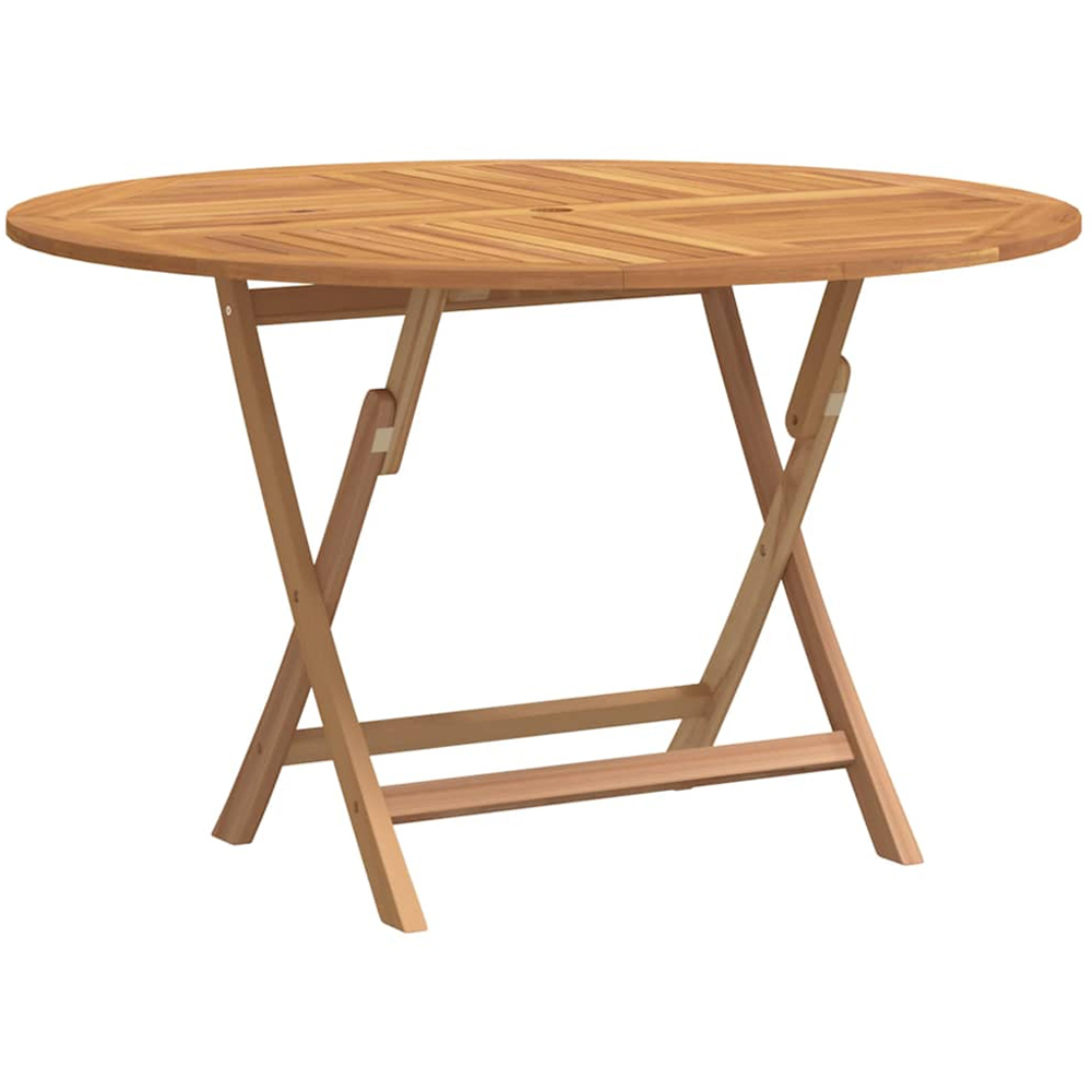 vidaXL Brown Solid Wood Teak Round Foldable Garden Table 110cm Image 2