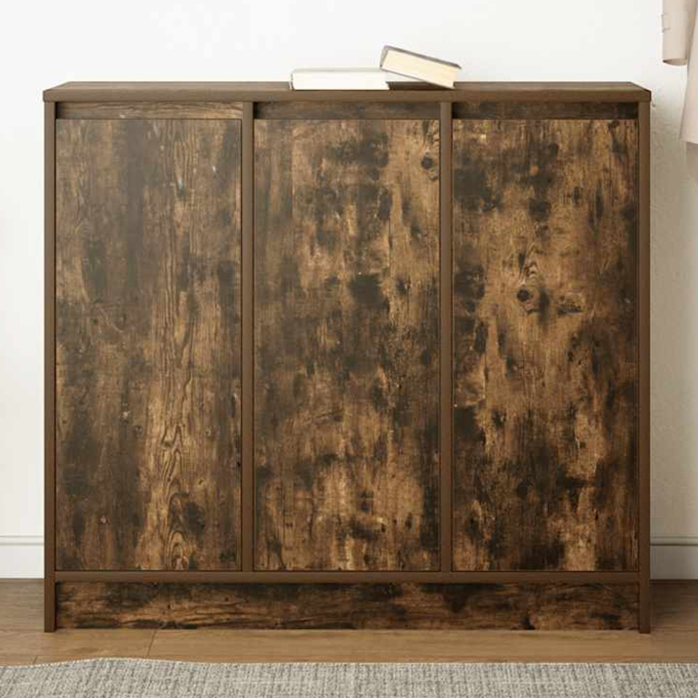 vidaXL 3 Door Smoked Oak Sideboard Image 1