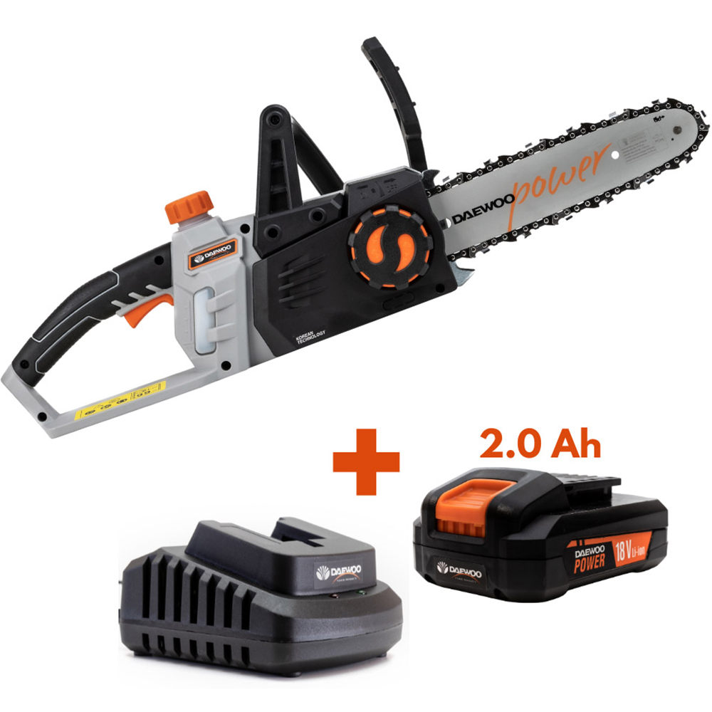 Daewoo U-Force Cordless Chainsaw with 1 x 2.0Ah Battery Charger 25cm Image 8