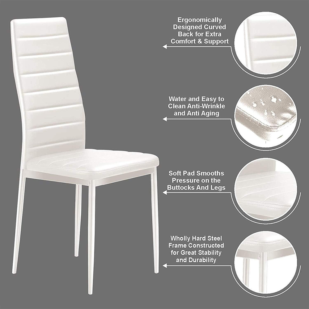 Kosy Koala 6 Seater Wooden Faux Leather Dining Set White Image 6