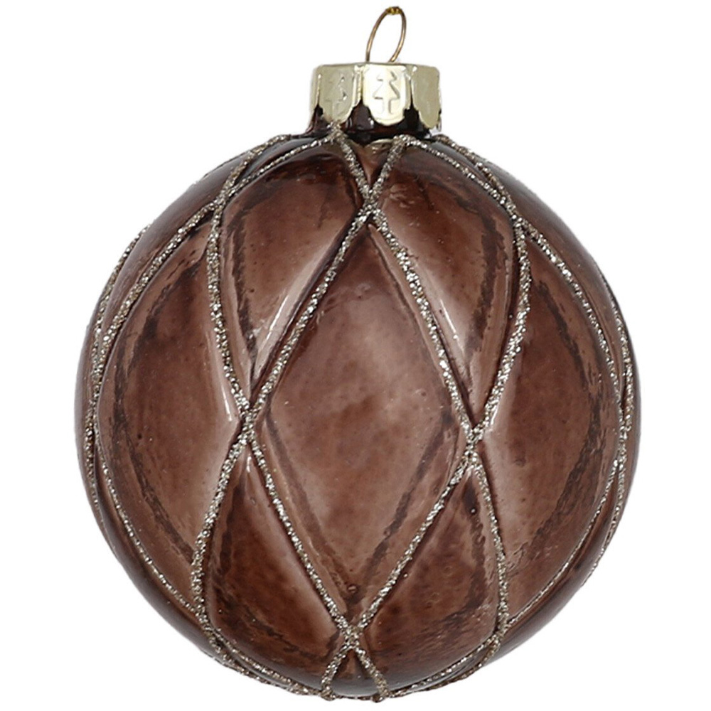 Single Decadent Bronze Brown Glitter Wrapped Bauble in Assorted styles Image 1