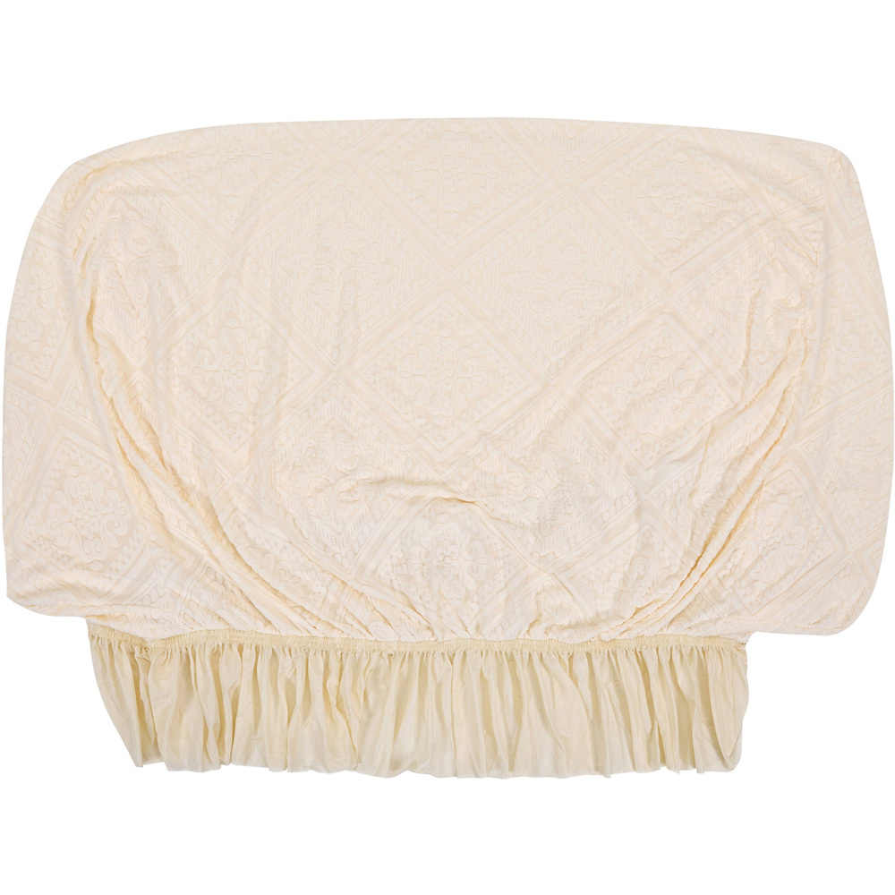 Living and Home 2 Seater Beige Damask 3D Embossed Plush Sofa Cover Image 1