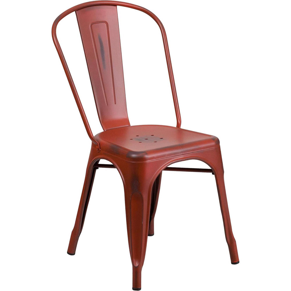 FWStyle Set of 4 Red Assembled Steel Chairs Image 3