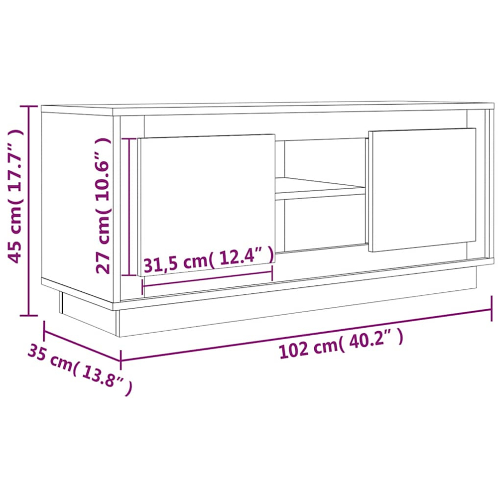 vidaXL 2 Door 2 Shelf White TV Cabinet Image 9