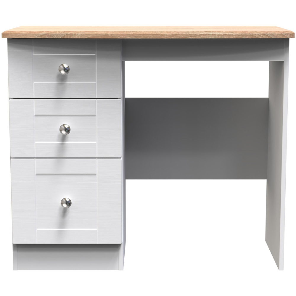 Crowndale Sussex 3 Drawer White Ash and Bardolino Oak Dressing Table Ready Assembled Image 3