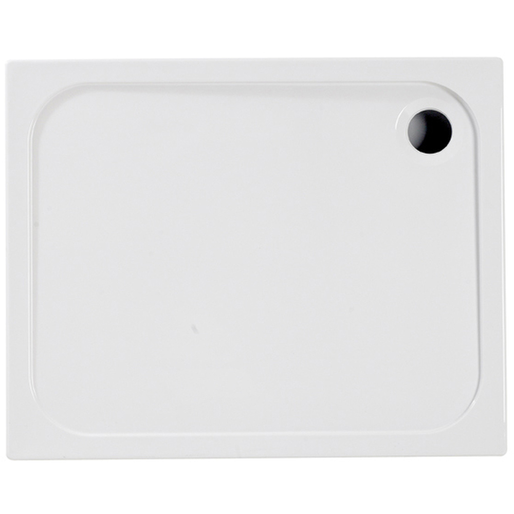 Bathstore Deluxe 45mm White Rectangular Shower Tray with Chrome Waste 1600 x 800mm Image 1