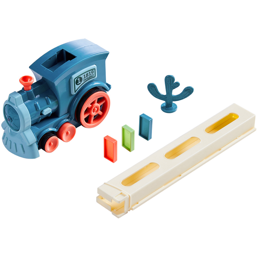 H&O Direct Kids Blue Automatic Domino Laying Train Toy with Sound Image 1