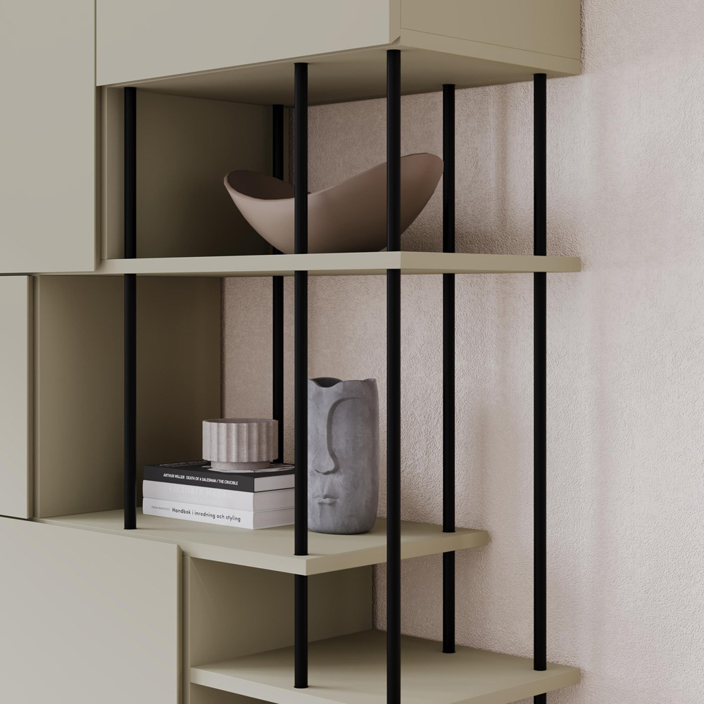 Decortie Key 5 Door 4 Shelf Ash Green Bookcase Image 3