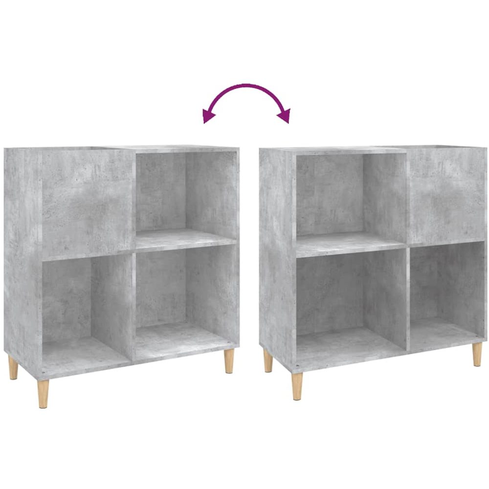 vidaXL 3 Shelf Concrete Grey Record Cabinet Image 6