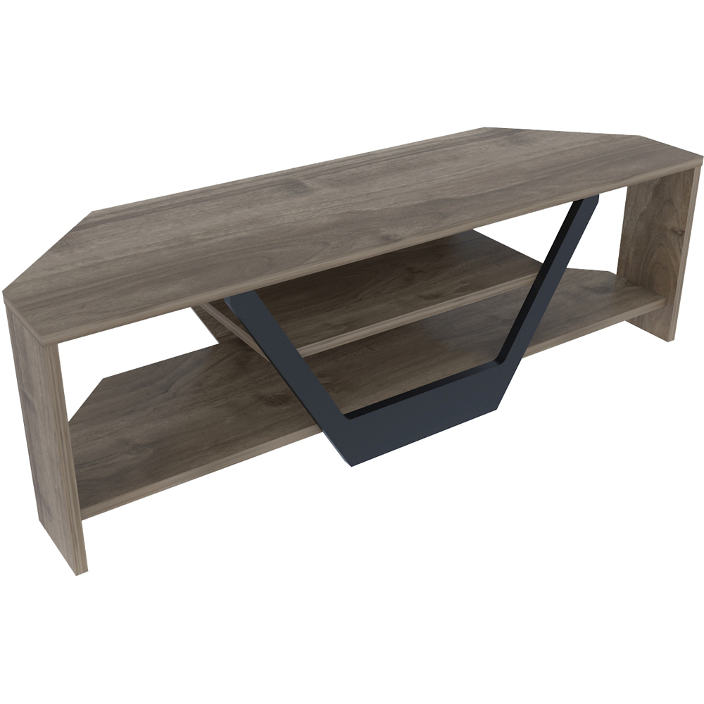 Decorotika Sares 2 Shelf Walnut and Black Modern TV Unit Image 2