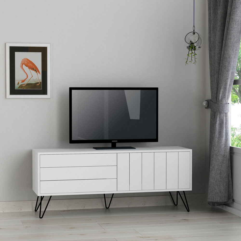Decortie Picadilly 2 Door White TV Unit Image 6