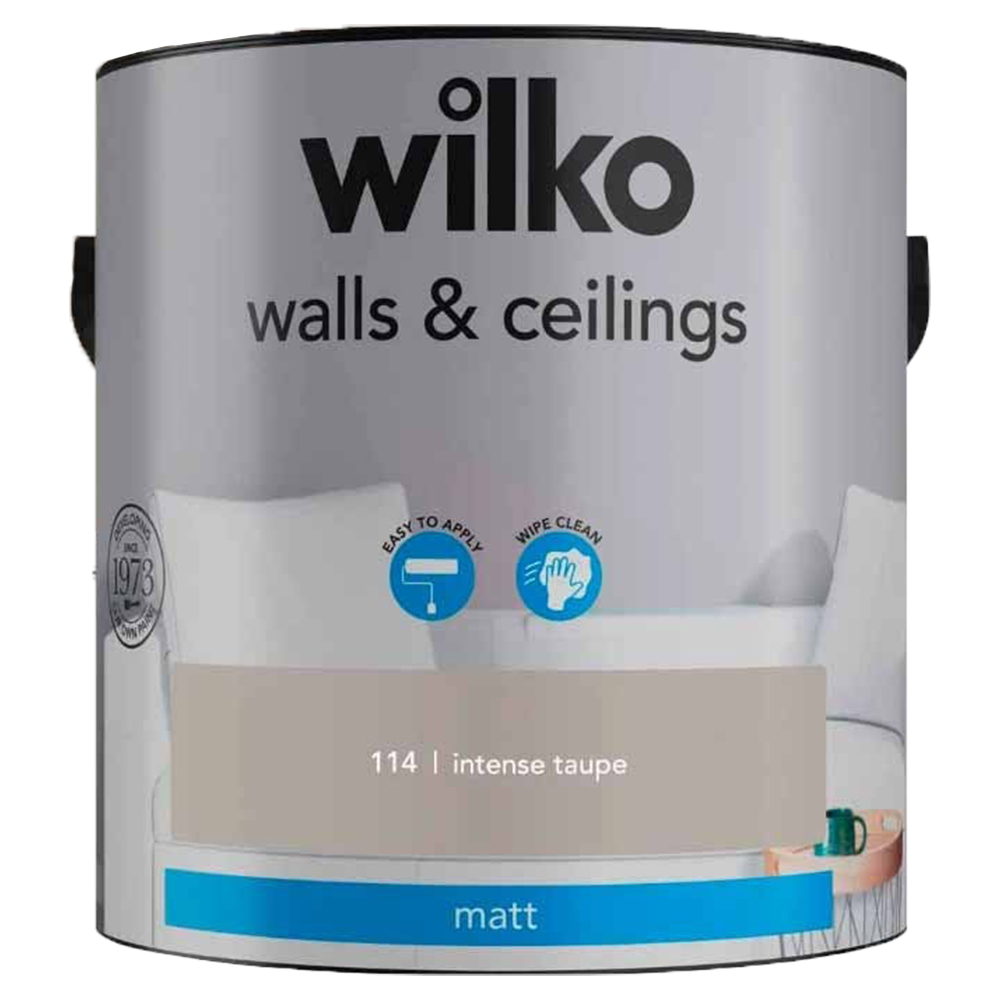Wilko Walls & Ceilings Intense Taupe Matt Emulsion Paint 2.5L Image 2