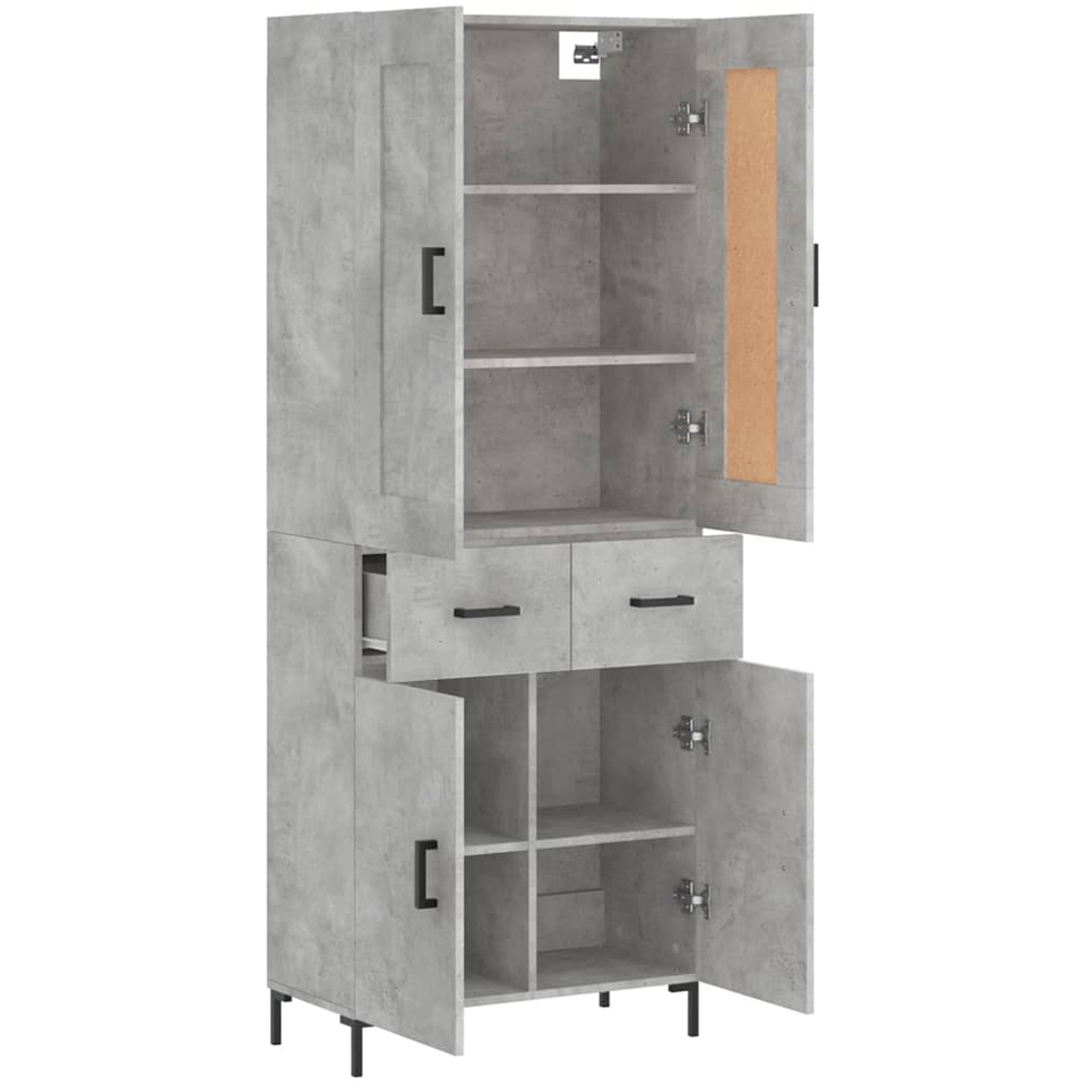 vidaXL 4 Door 2 Drawer Concrete Grey Highboard Image 4