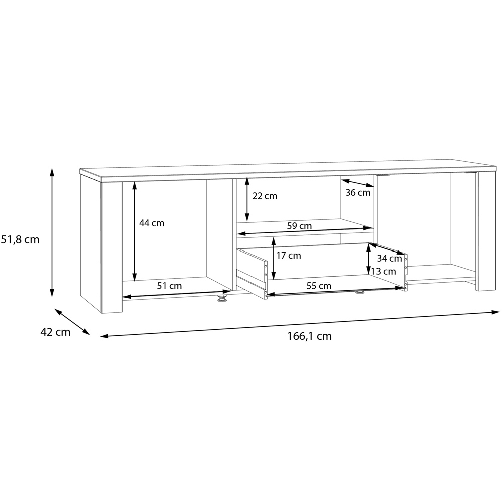 Florence Bohol 2 Door Single Drawer Grey Riviera Oak TV Unit Image 9