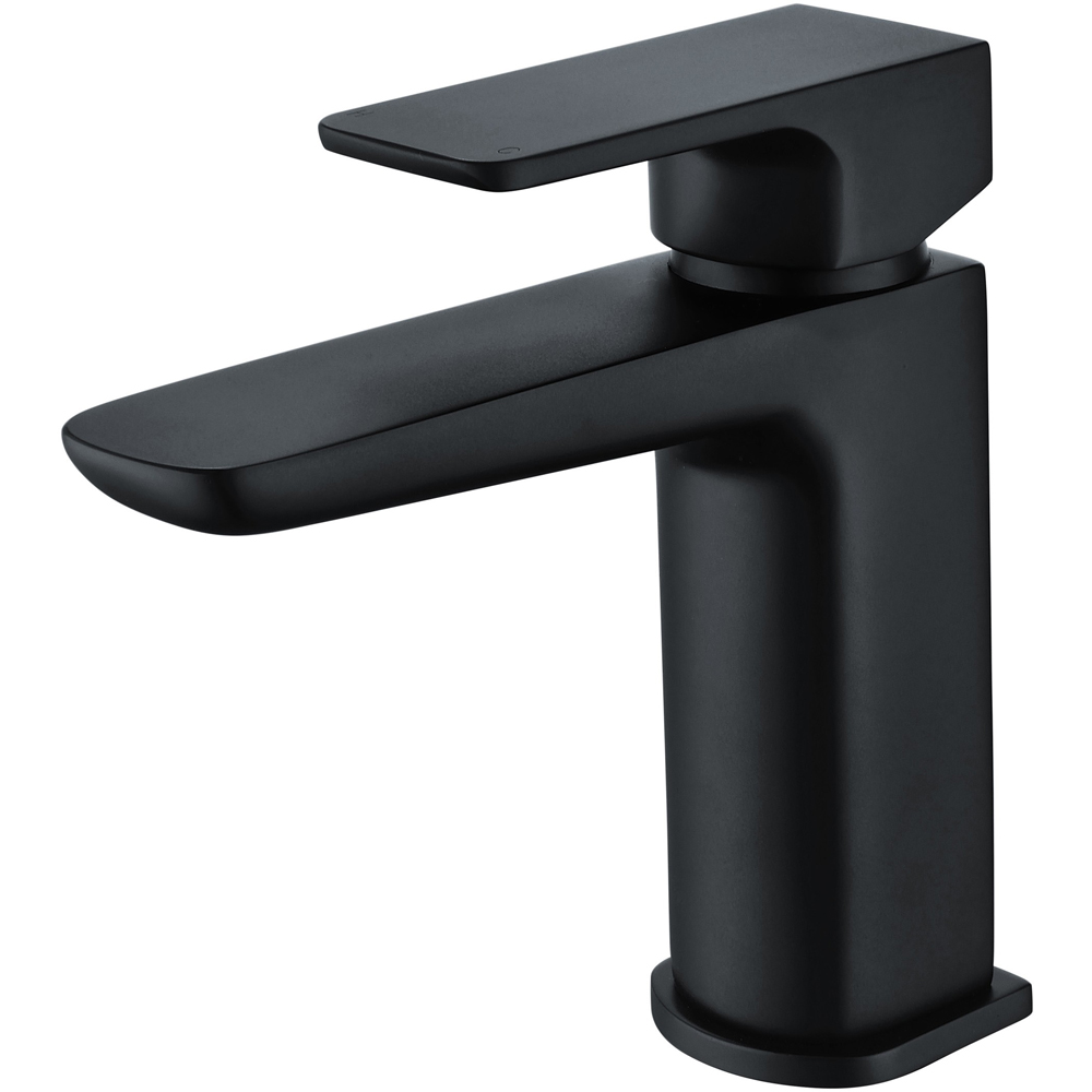 Go Bathrooms Dara Matt Black Mono Basin Mixer Tap with Click Clack Waste Image 3