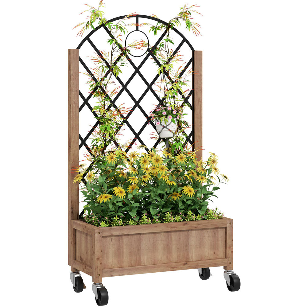 Outsunny Wooden Raised Bed with Trellis Image 1